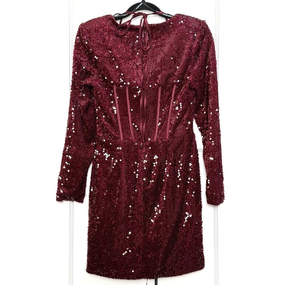 NWT LAVISH ALICE Velvet Sequin Pleated Satin Sweetheart Neck Corset Mini Dress 8 - Picture 7 of 10